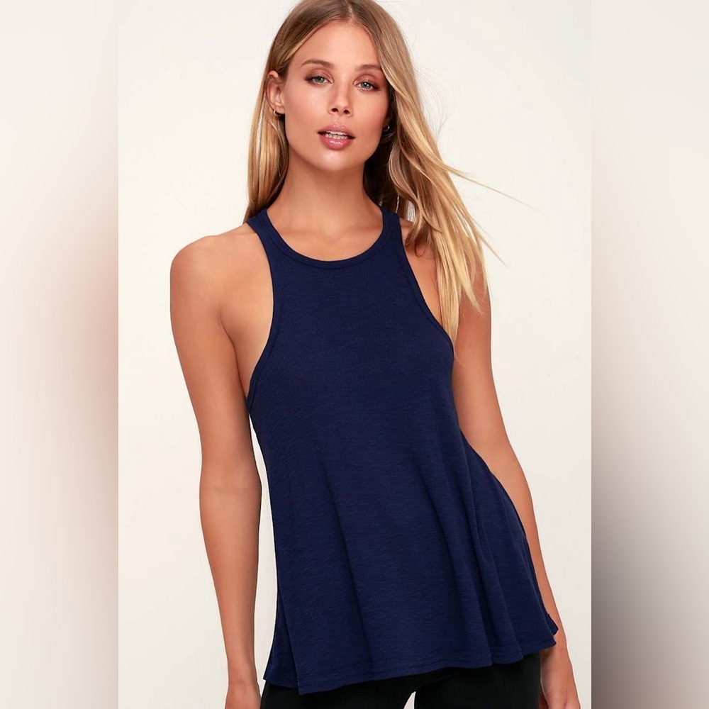 Free People Long Beach Indigo Blue Tank Top Size XS